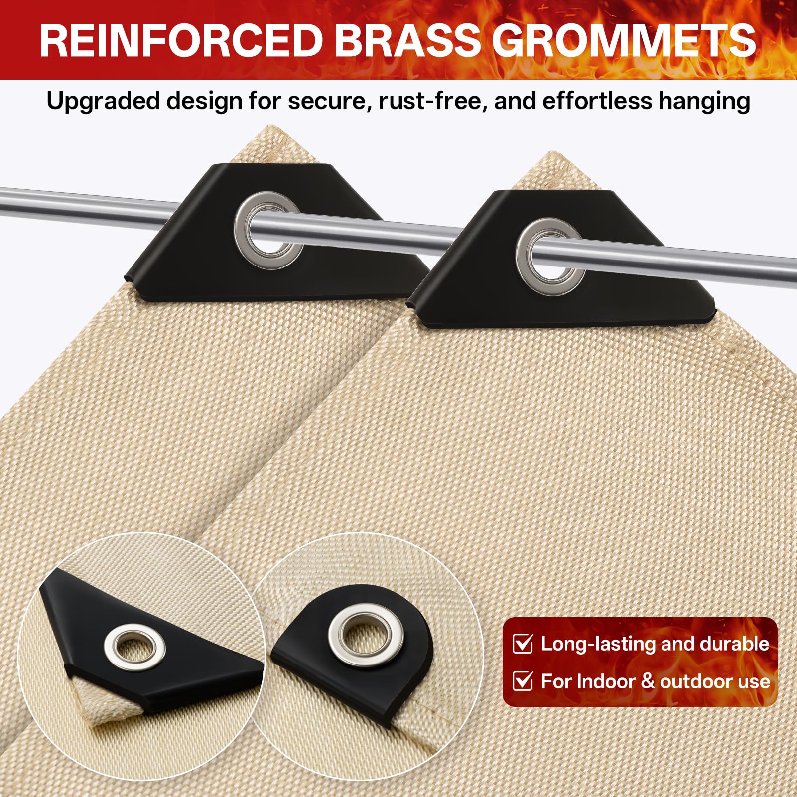 SecuCaptain welding blanket features reinforced grommets for secure, stable hanging.