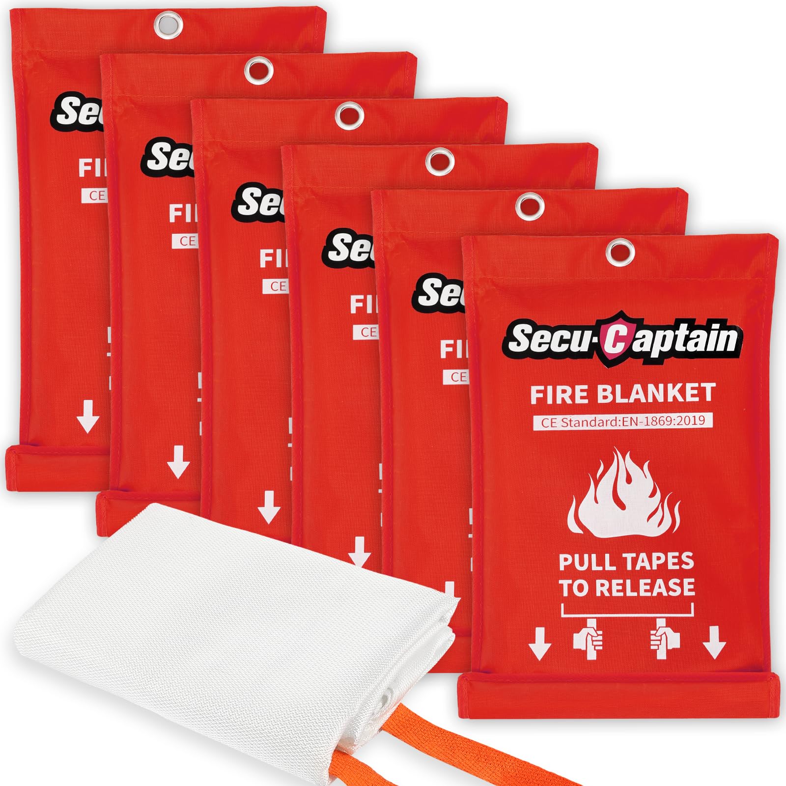 SecuCaptain emergency fire blanket in box ready for home safety use.