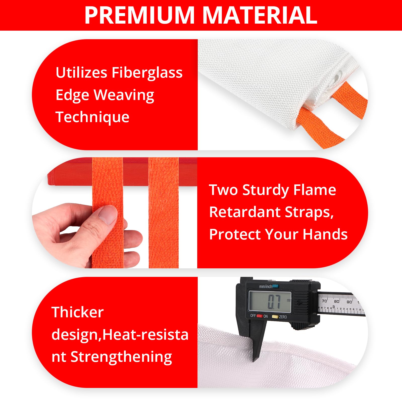 SecuCaptain fiberglass blanket close-up shows heat-resistant layers.