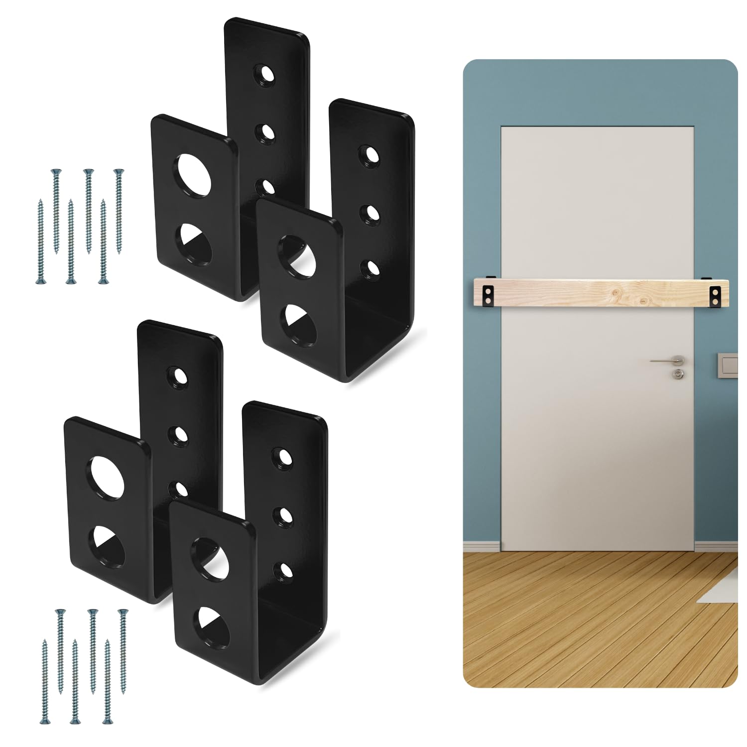 SecurityMan 2x4 door barricade bracket packaging for quick install.