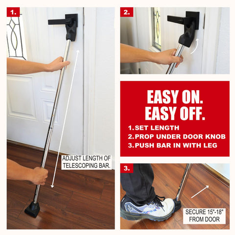 SecurityMan angled rubber bottom protects floors while bracing doors.