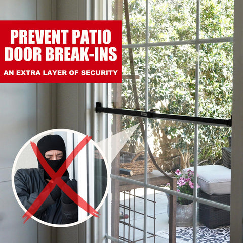 SecurityMan sliding door bar extended offers flexible reach for wide openings.