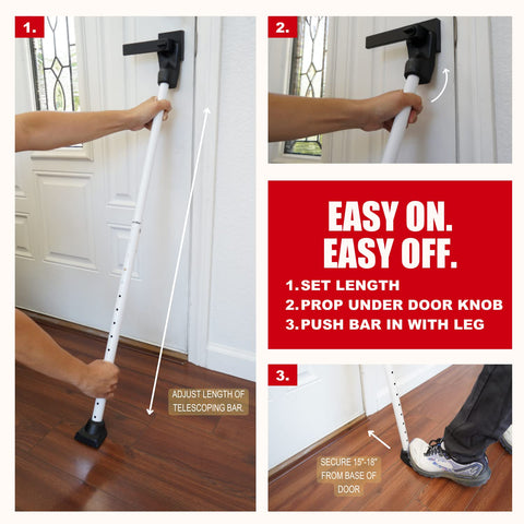SecurityMan sliding door cap demo illustrates secure brace for patio doors.