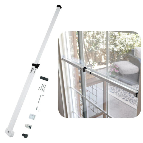 SecurityMan sliding door security bar extended range demonstrates flexible fit for different doors