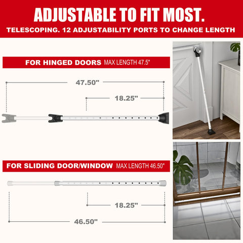 SecurityMan sliding door security bar shown in use at an entryway.