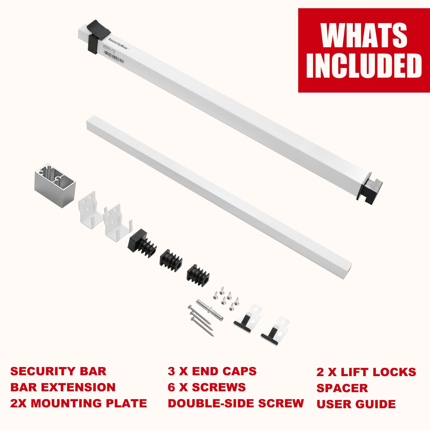 SecurityMan window rail installation for quick, non-drilled setup.