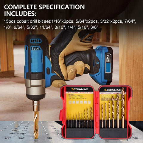 SEDIANAS cobalt drill bit one-sixteenth-inch, for precise drilling through metal.