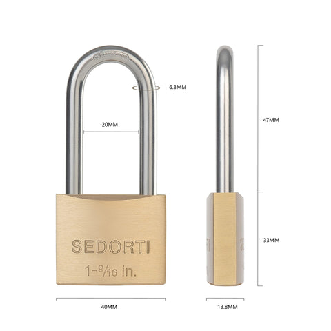 Durable 5-pin cylinder Sedorti padlock helps resist picking for secure access.