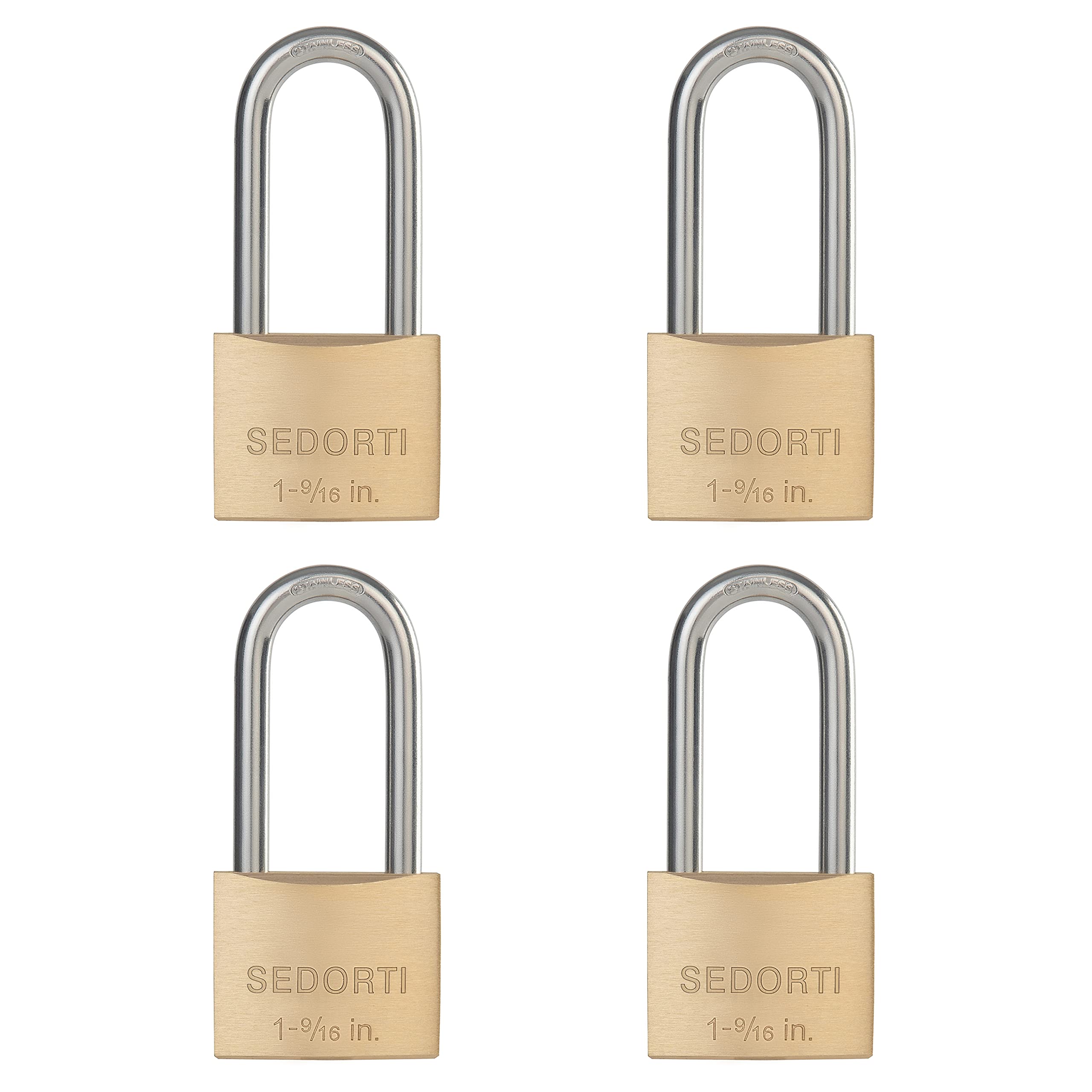 SEDORTI Weatherproof Padlock with brass body protects outdoor gates and sheds.