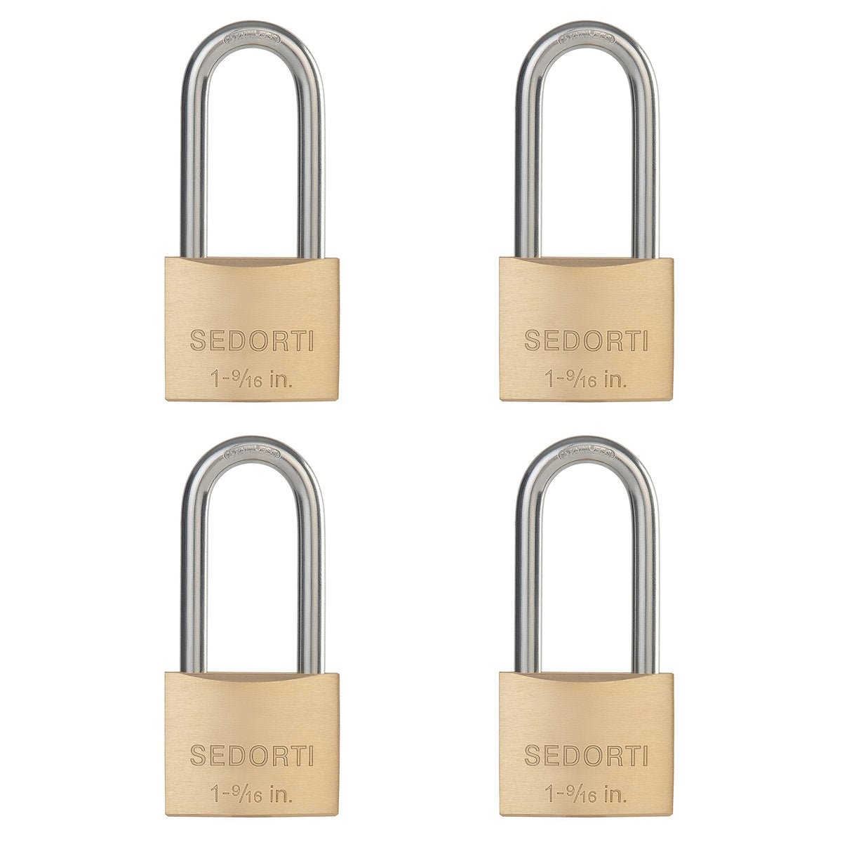 SEDORTI Weatherproof Padlock with brass body protects outdoor gates and sheds.