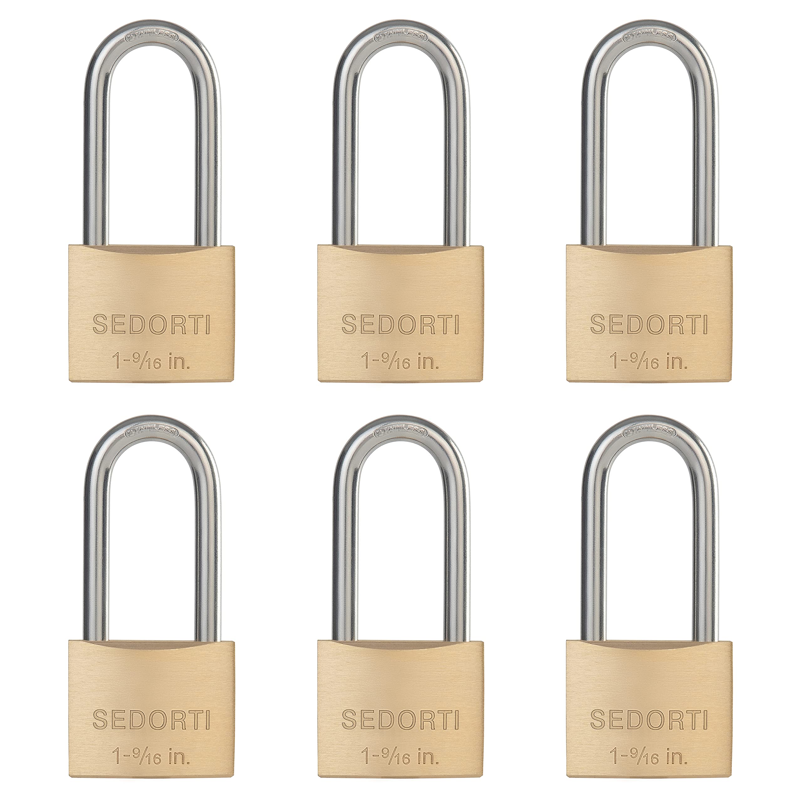 Sedorti weatherproof padlock with brass body, ideal for outdoor gates.
