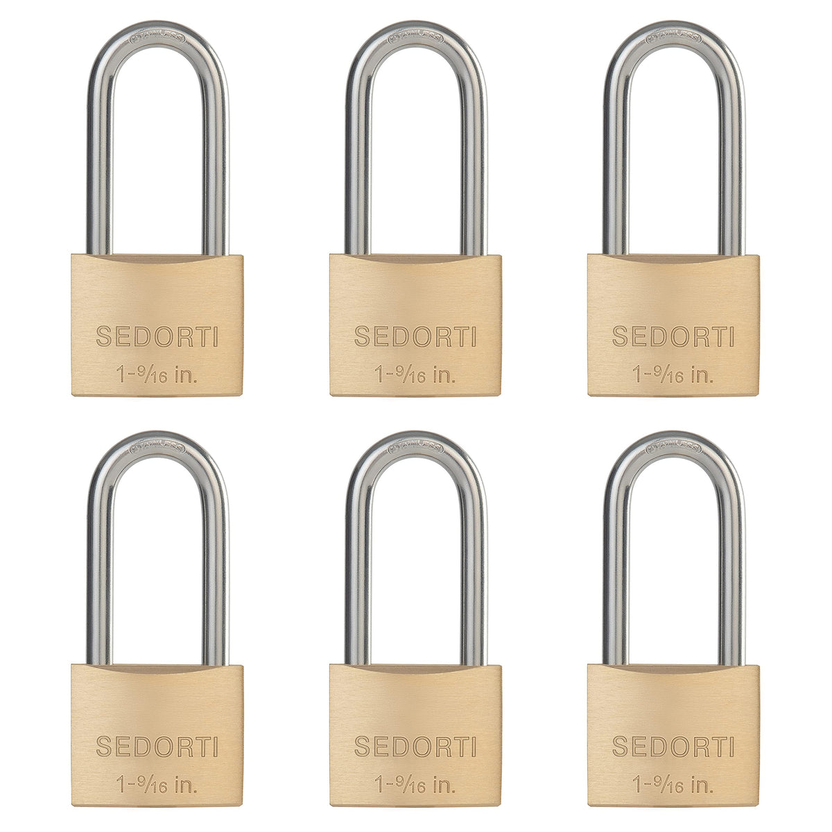 Sedorti weatherproof padlock with brass body, ideal for outdoor gates.