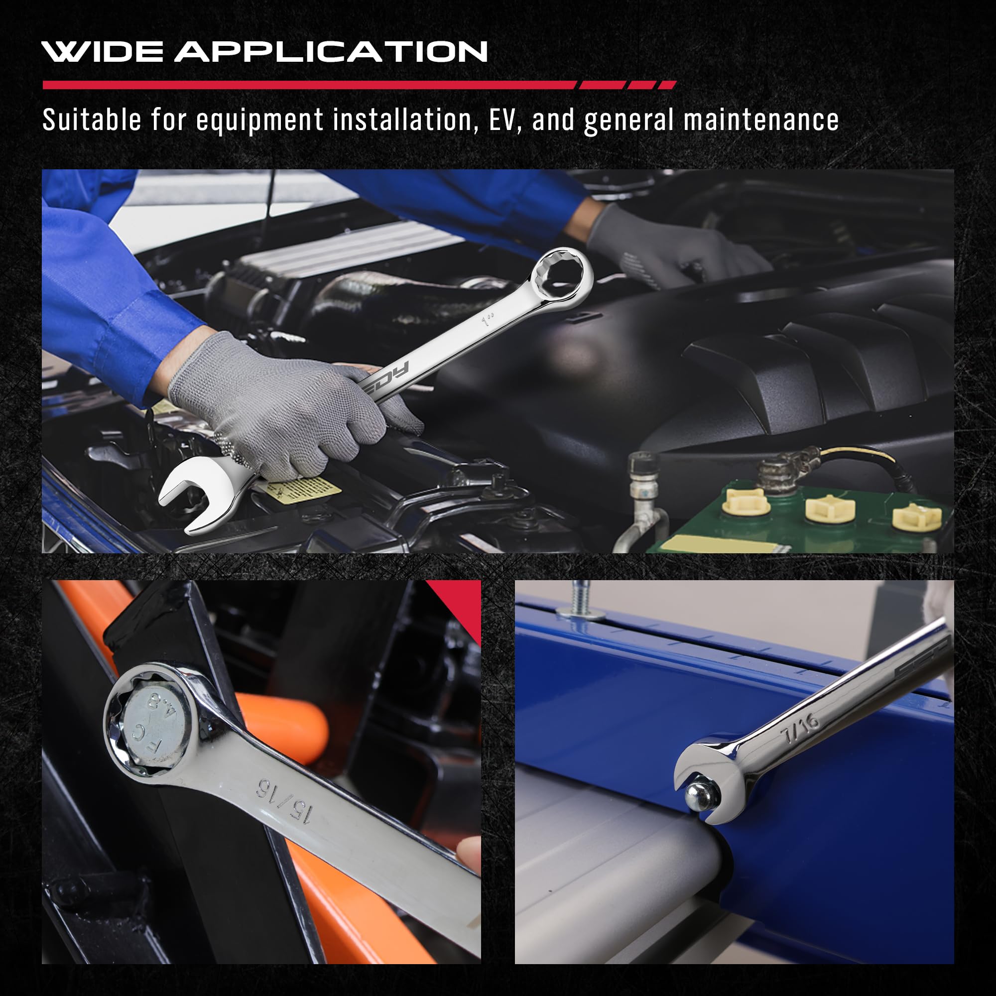SEDY wrench range from 1/4" to 1" suitable for automotive work