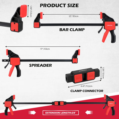 SEDY 12-inch bar clamp quick-release feature for fast tightening