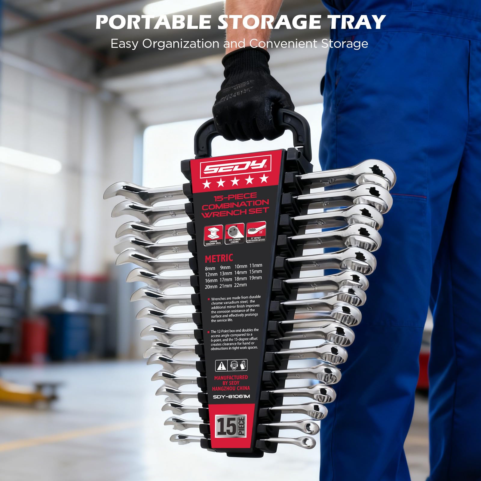 SEDY 15-degree offset design improves clearance under engines and machinery.