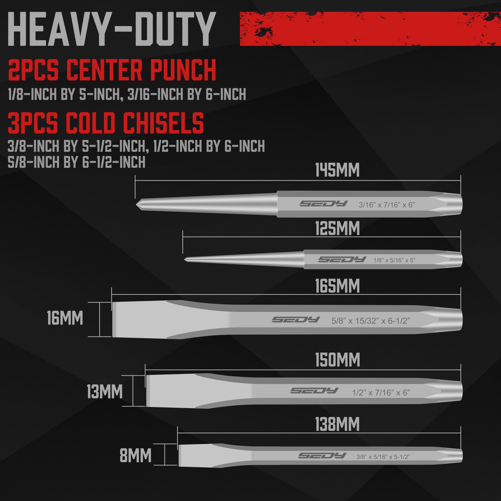 SEDY cold chisels ready for cutting and prying tasks