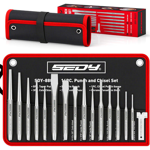 SEDY 16-piece punch set with roll pouch for quick, organized access