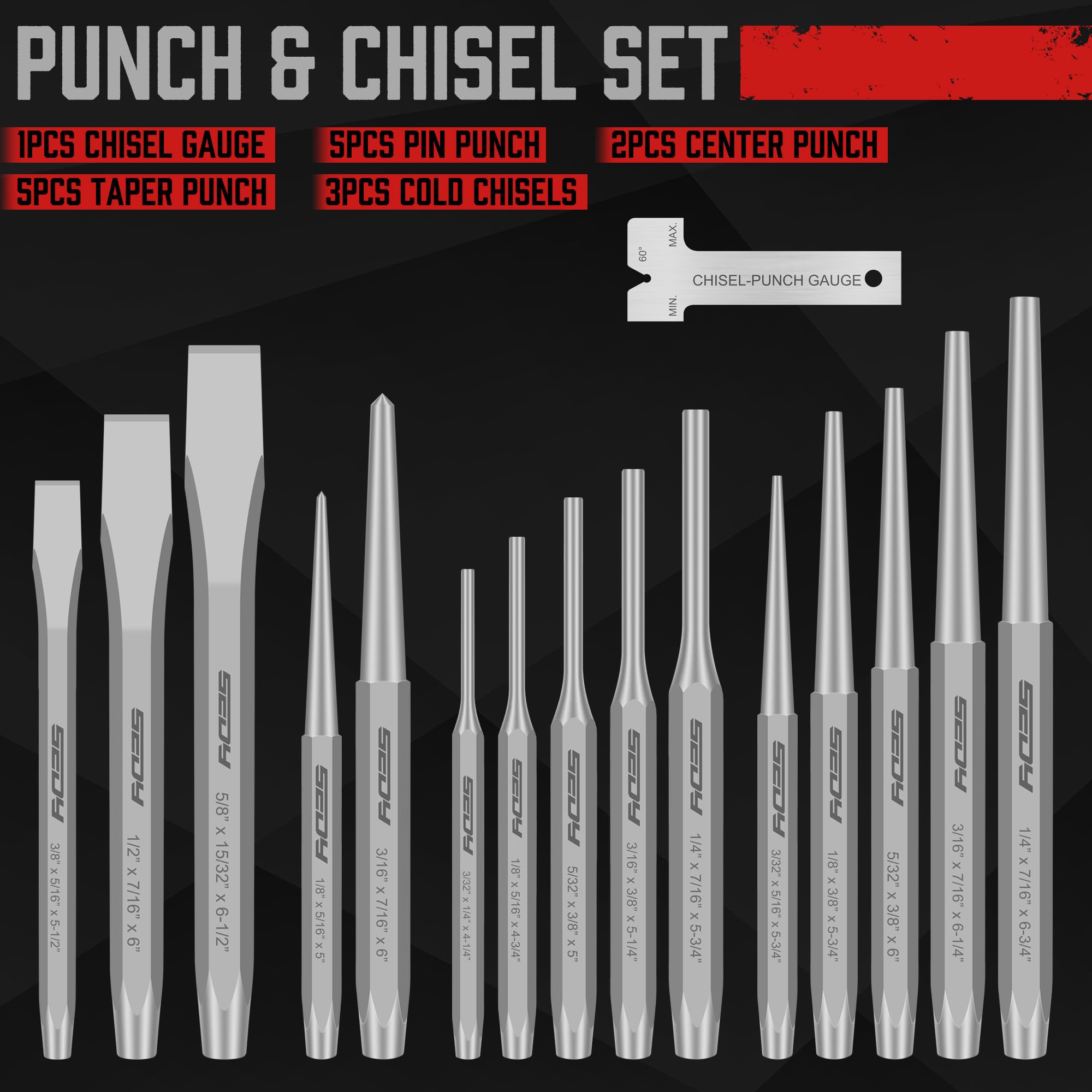 SEDY taper punch close-up showing durable steel construction