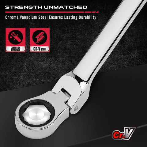 SEDY 180-degree rotating flex-head wrench enables versatile access in cramped areas.