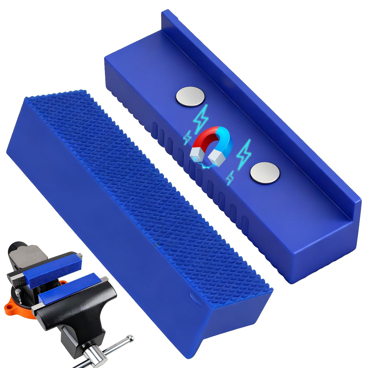 SEDY 2-Piece Magnetic Vise Jaw Pads on a 4.5-inch vise deliver secure, non-marring clamping.