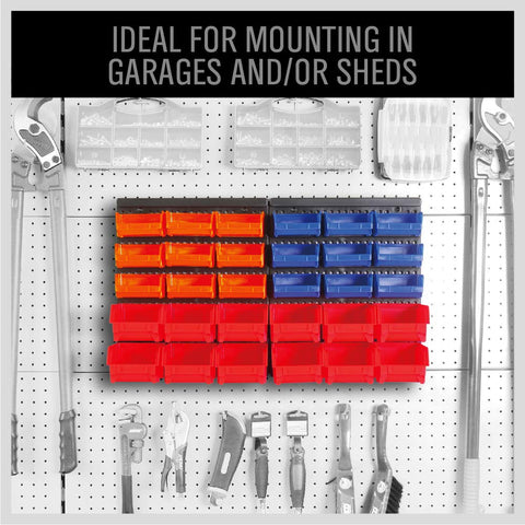 SEDY 30-bin wall-mount system peg-board pairing shows modular setup