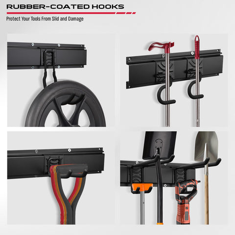 SEDY rubber-coated hooks protect tool finishes while securing items.