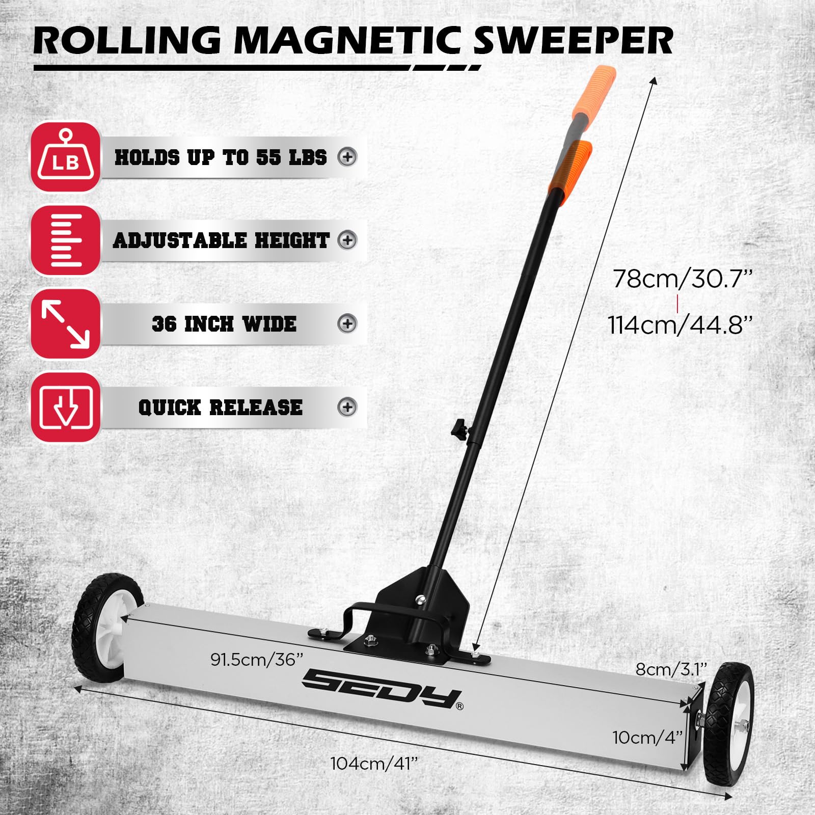 SEDY 40-inch telescoping magnetic pickup tool reaching under a workbench