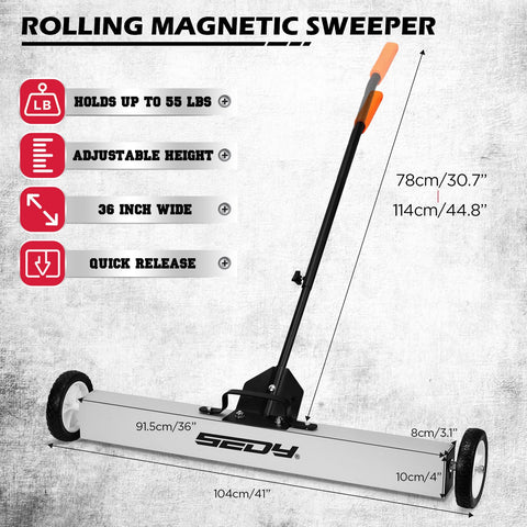 SEDY 40-inch telescoping magnetic pickup tool reaching under a workbench