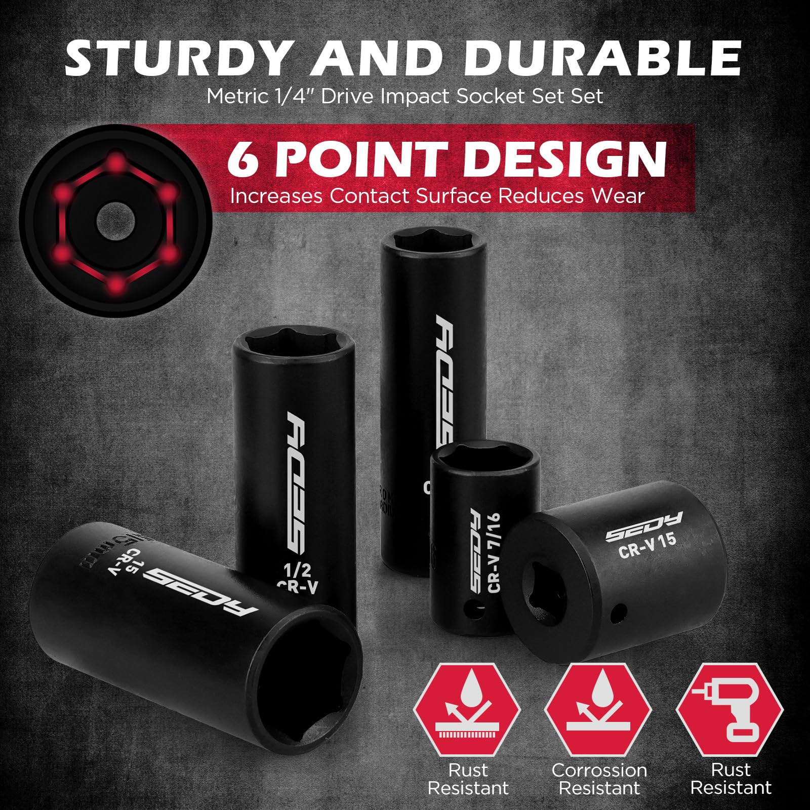 SEDY extension bar for reach and leverage on stubborn fasteners.