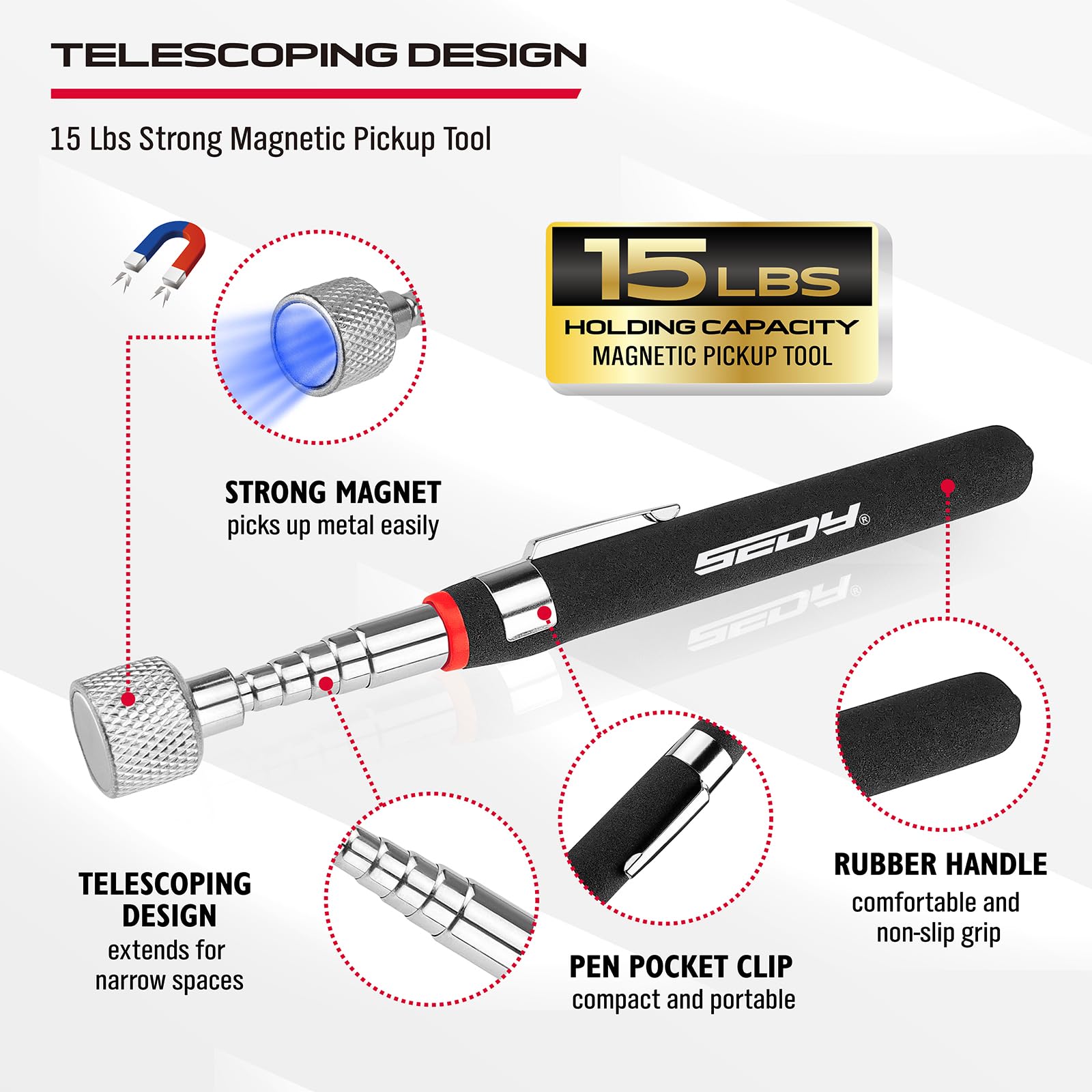 SEDY 9in rectangular magnetic tray keeps small parts organized and within reach.