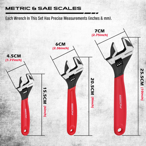 SEDY adjustable wrench with 10-inch wide jaw for heavy-duty projects.