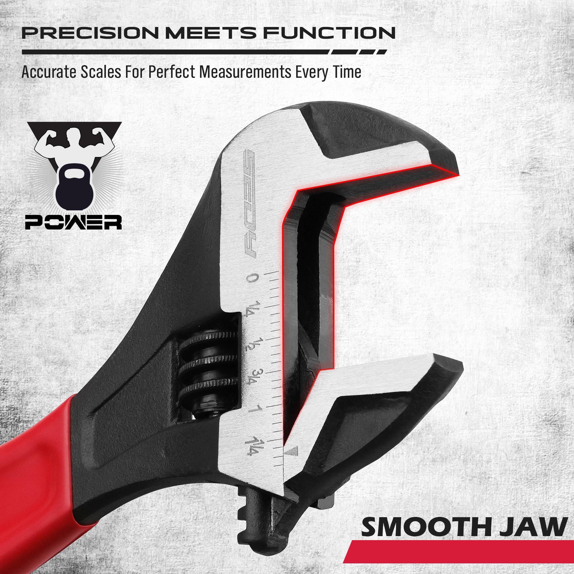 SEDY adjustable wrench with 8-inch wide jaw for versatile fastening tasks.