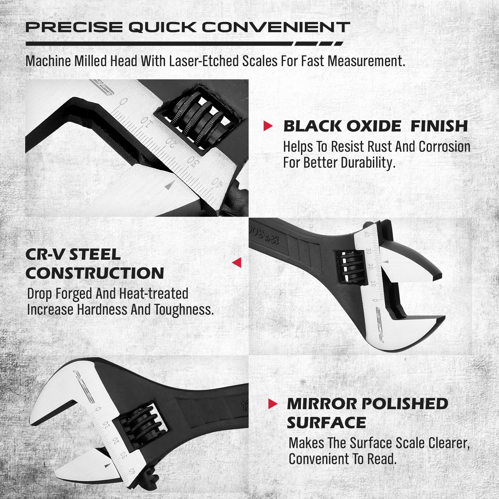 SEDY 10-inch adjustable wrench with durable chrome vanadium steel for heavy-duty jobs.