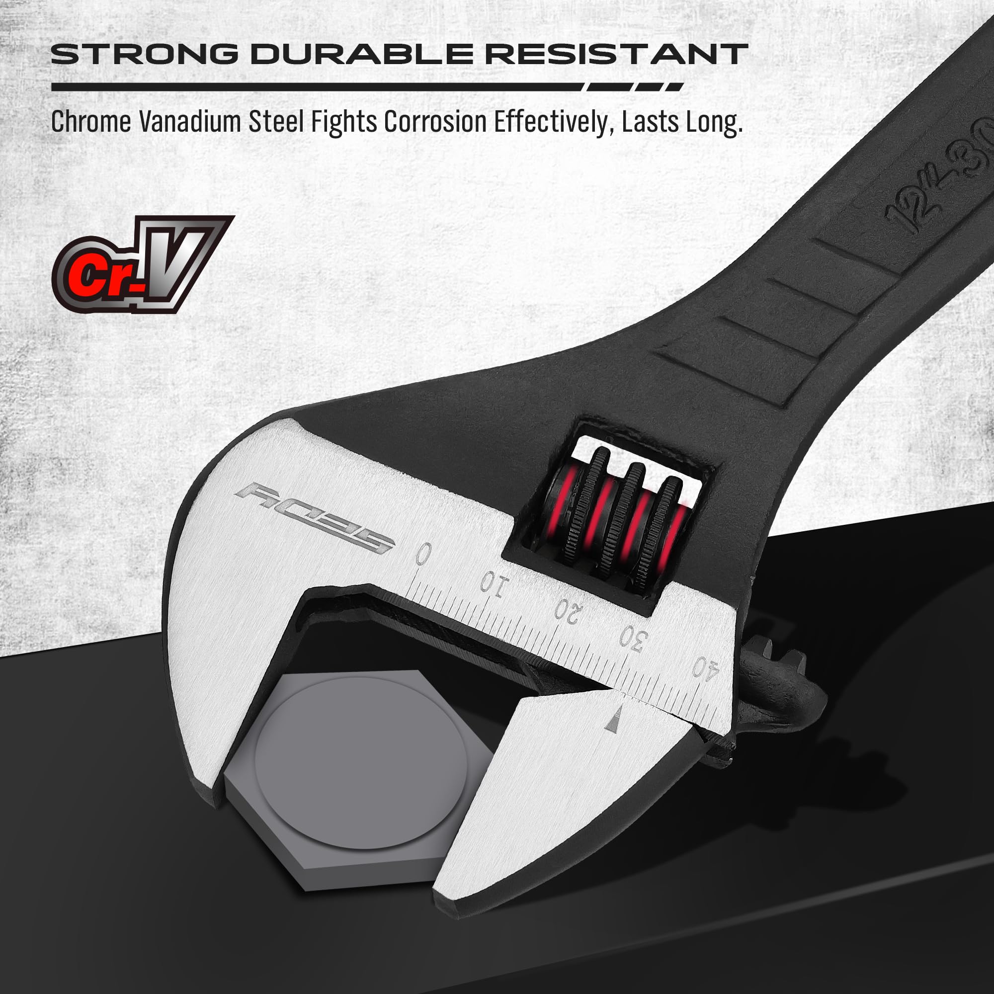 SEDY adjustable wrench 8-inch open jaw ideal for automotive and home plumbing tasks.