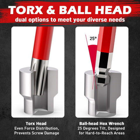 Sedy ball-end hex key for angled entry in tight holes.