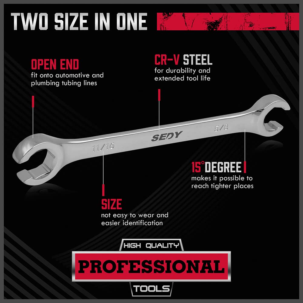 SEDY brake-line wrench 3/8 inch for secure fastener contact