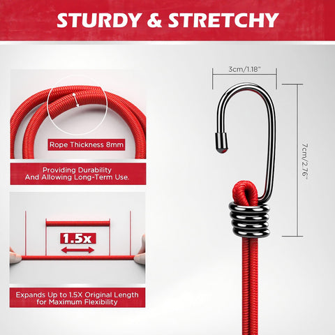 SEDY 18-inch bungee cord with hook ideal for mid-size loads.