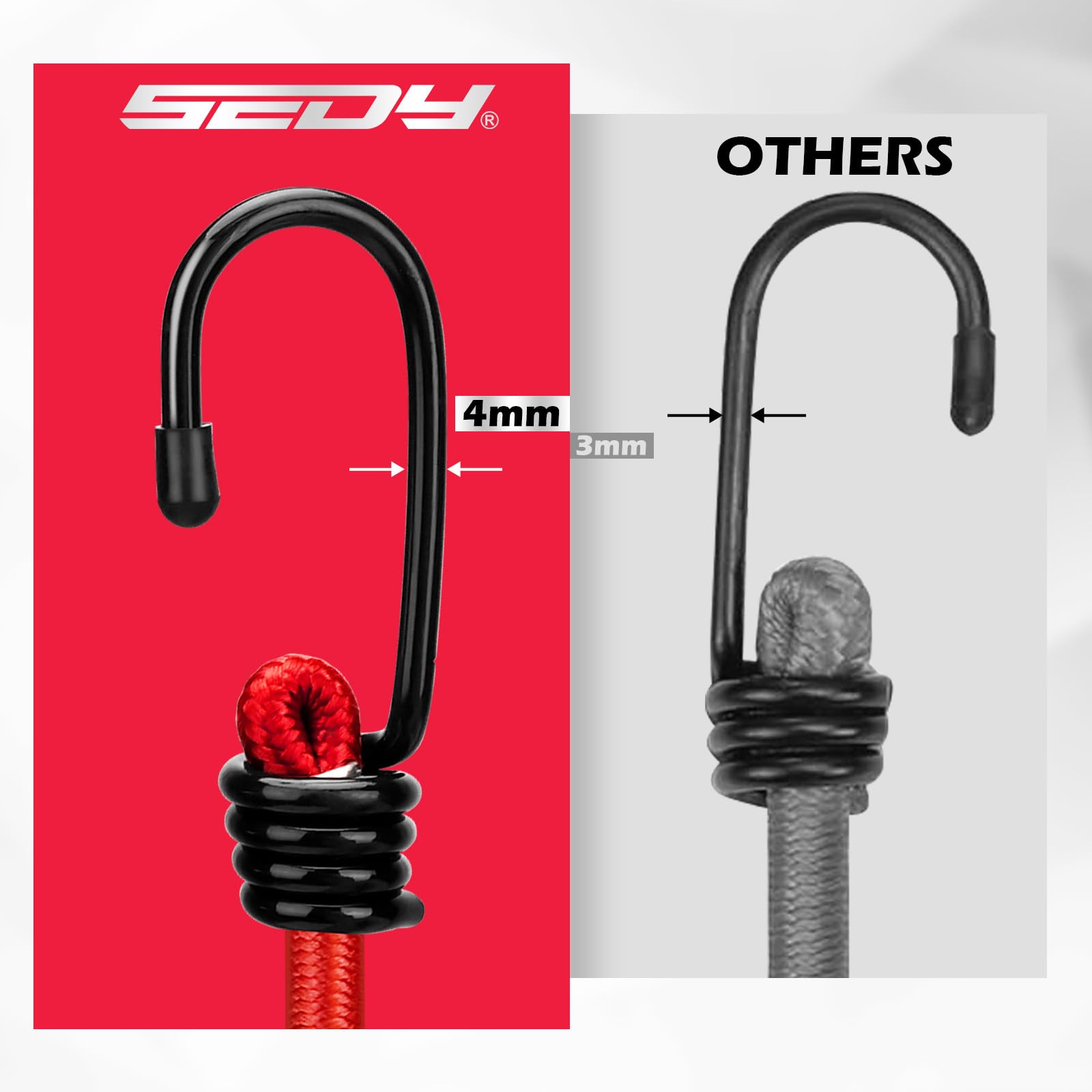 SEDY 30-inch bungee cord with hook for securing tarps and cargo.