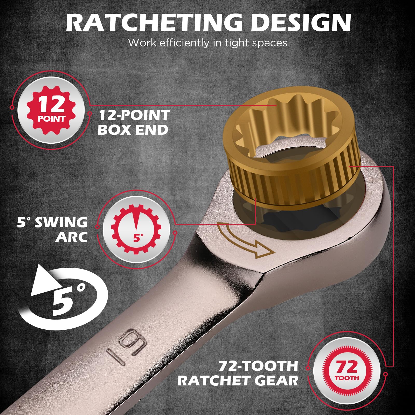 SEDY chrome vanadium steel wrenches with nickel plating for durability.