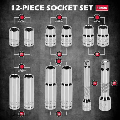 SEDY 10mm deep sockets offer extended reach in tight spaces.
