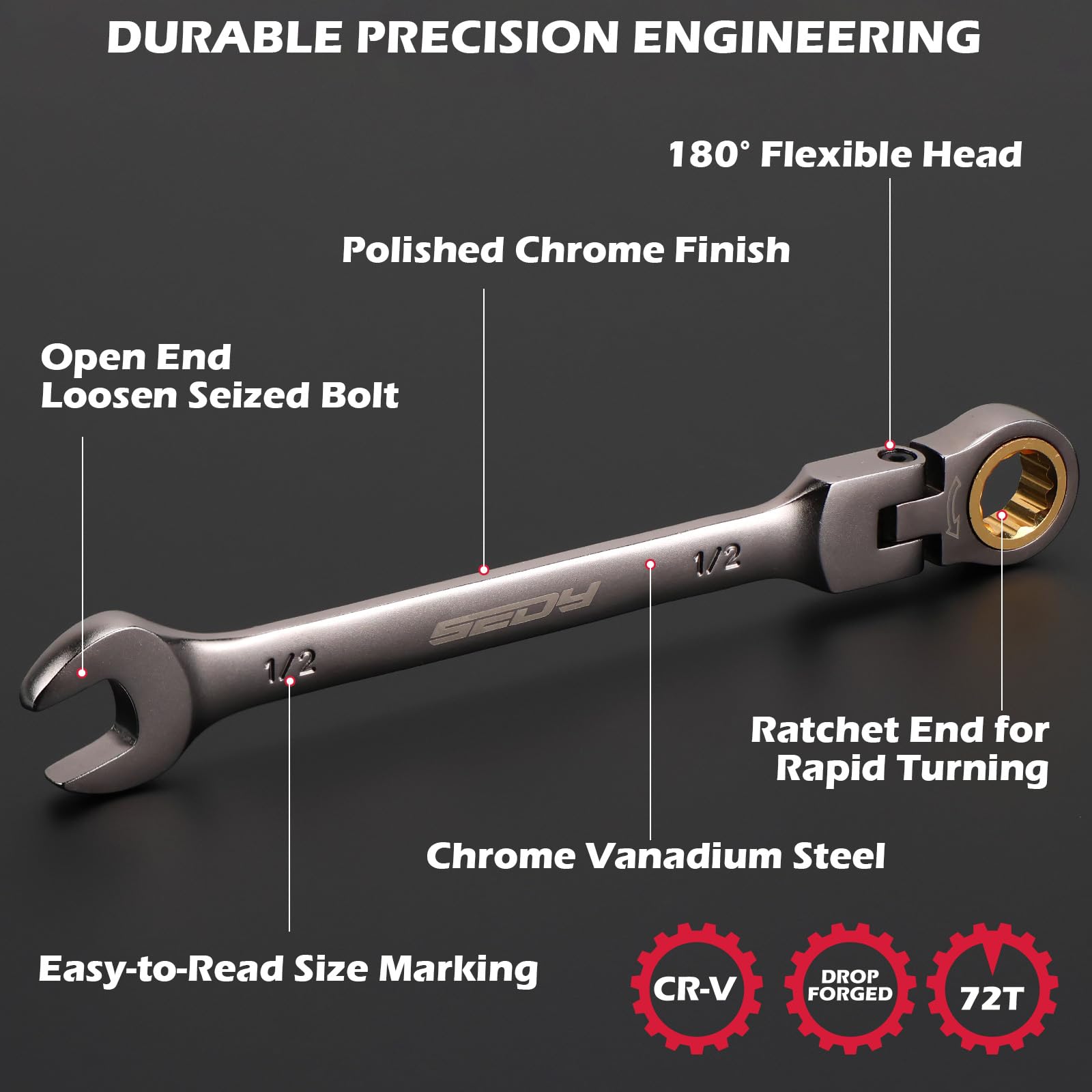 SEDY SAE markings enable quick size identification during repairs