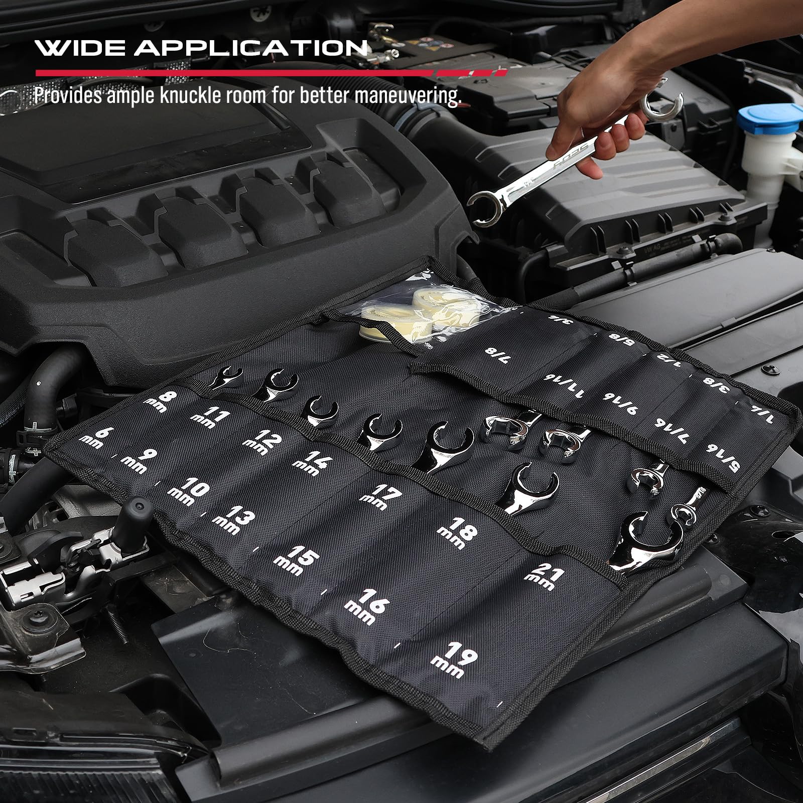 SEDY organizer pouch keeps tools neatly stored between jobs.