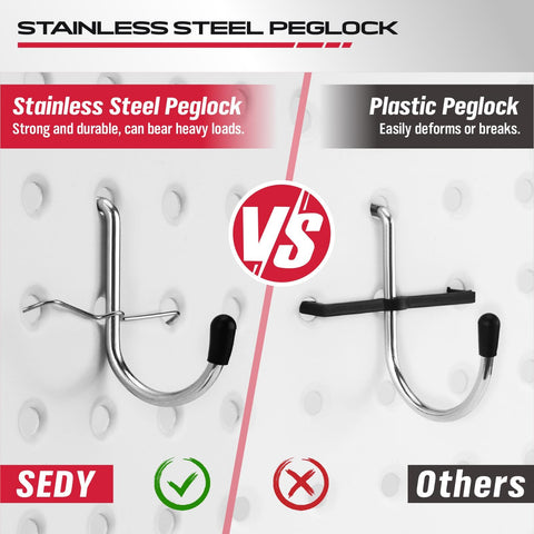 SEDY hardened steel chrome hooks resist wear for durable organization.