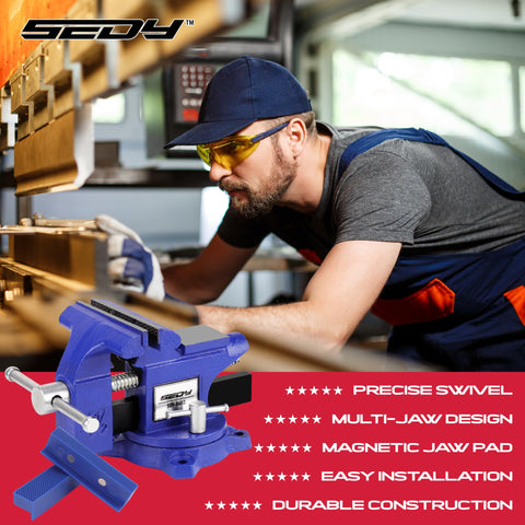 SEDY vise components laid out for easy assembly and maintenance