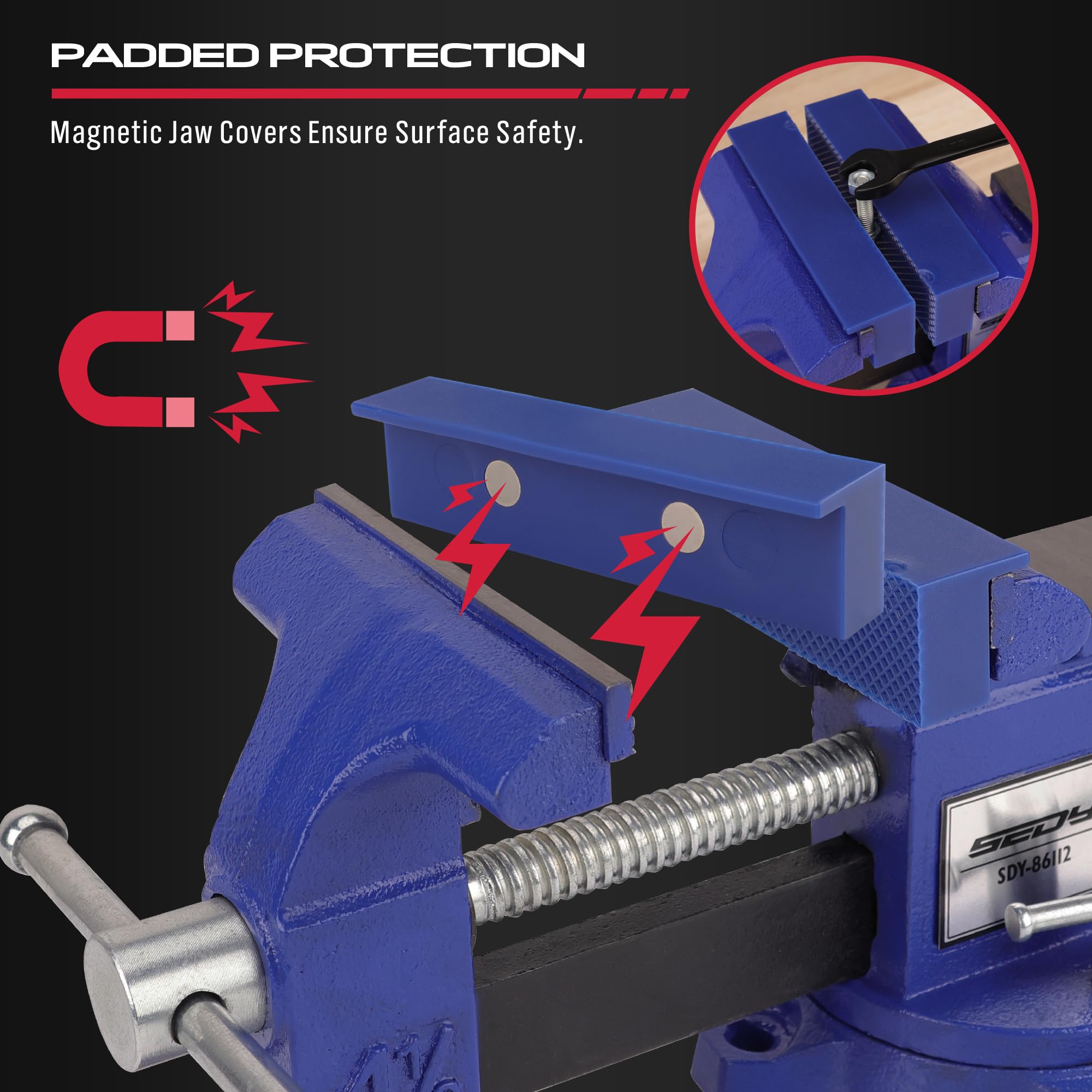 SEDY clamping area close-up emphasizes precise jaw alignment