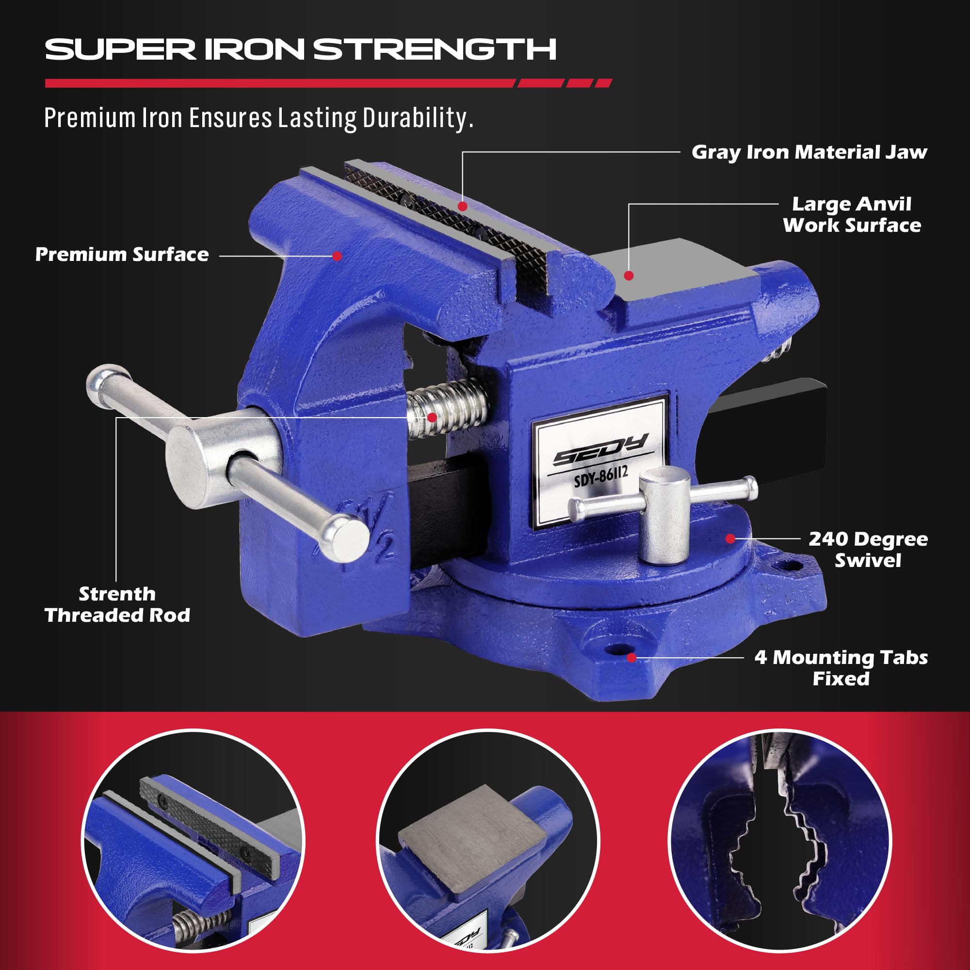 SEDY jaw covers in place on the vise provide protective grip