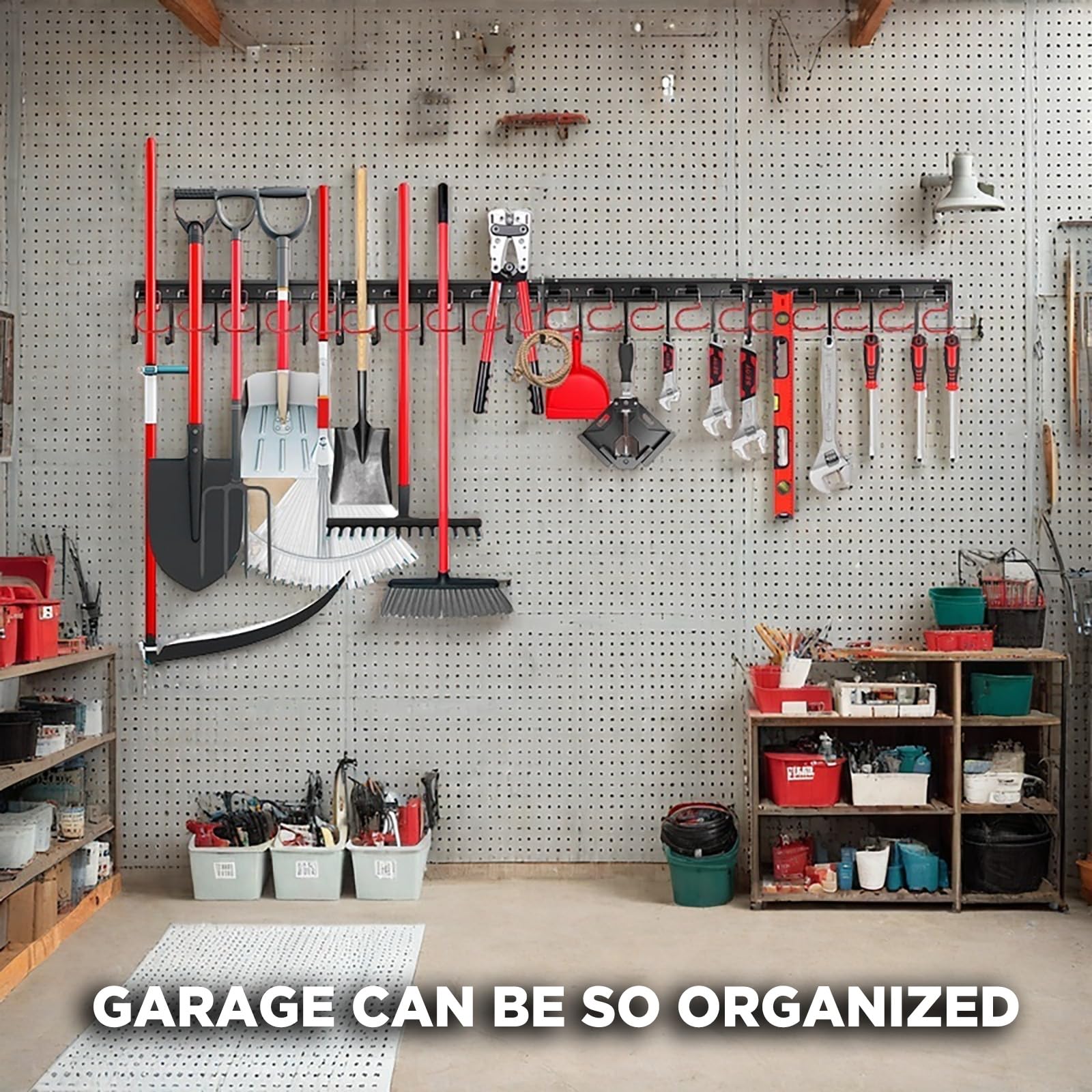 SEDY heavy-duty wall mounts with 20 coated steel hooks for tools.