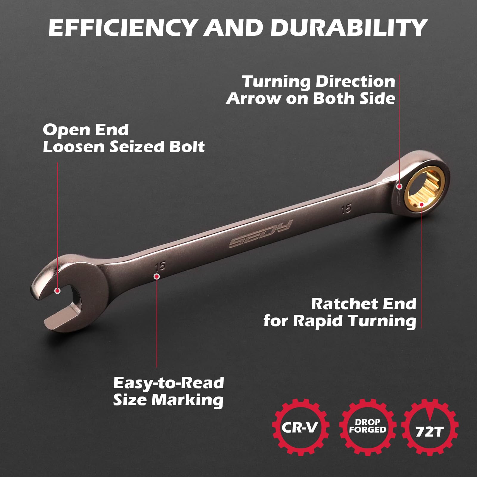 SEDY long-handle ergonomic design delivers improved leverage.