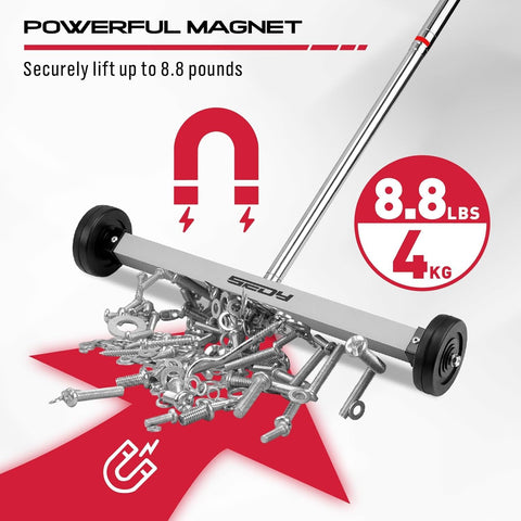 SEDY Magnet Sweeper's telescoping handle reaches tight spaces without bending.