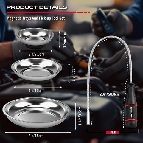 SEDY magnetic tray 3-inch with rubber-coated bottom protects delicate surfaces